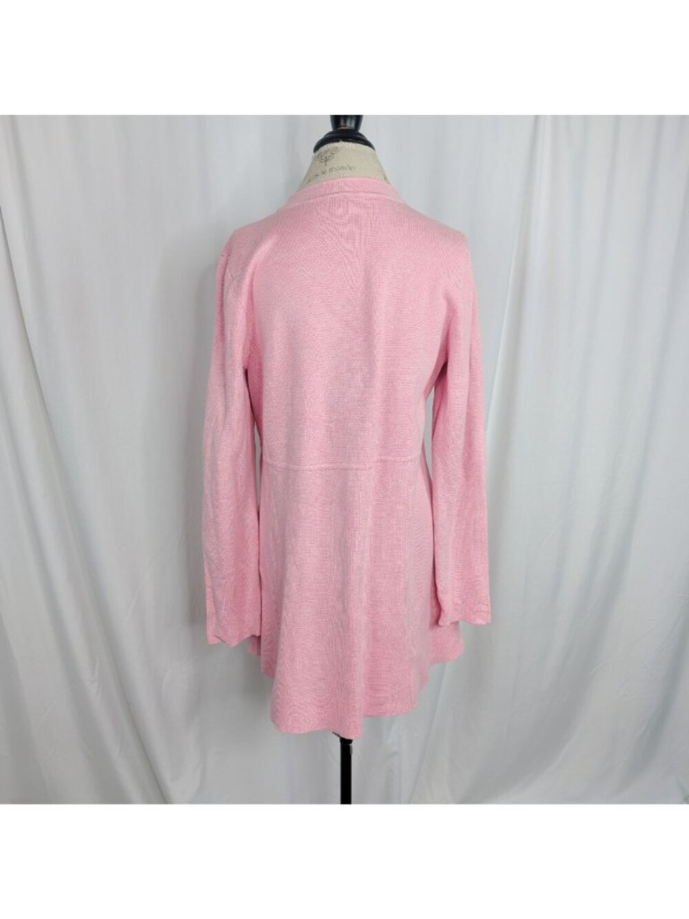 Eileen Fisher Pink Knit Tunic Cardigan Medium Mid Button - Picture 6 of 10